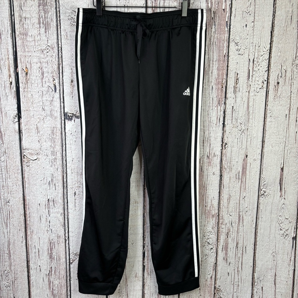Adidas Joggers Sweatpants Black White Stripes Women’s XL Drawstring Waist Pocket